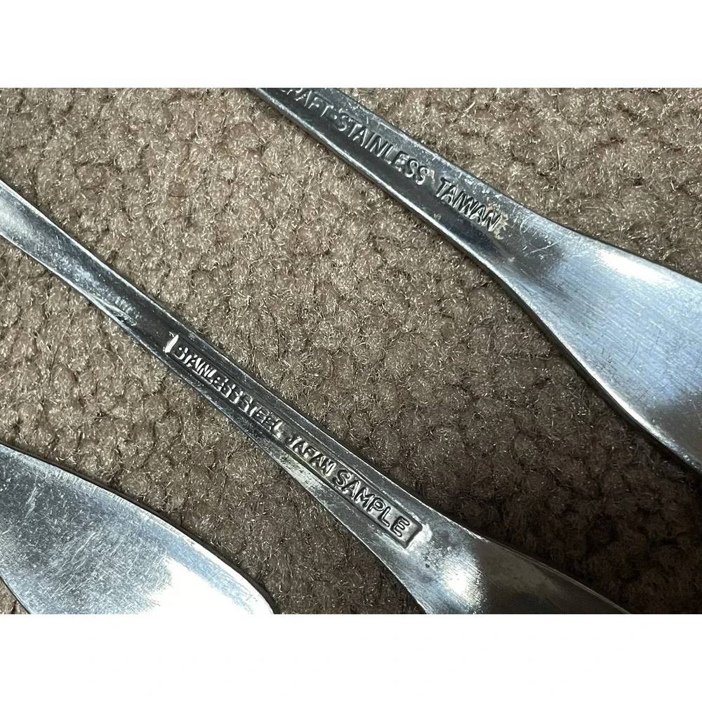 Custom Craft Stainless Engraved R Flatware 5 Floral Vtg‎ Japan Forks Spoon Knife